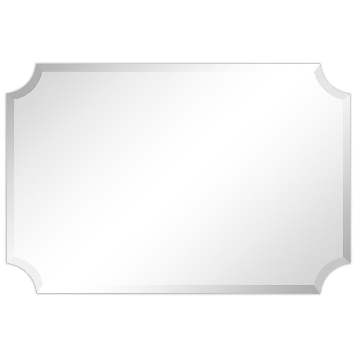 Miroir mural rectangulaire sans cadre, à bords évasés et biseautés, pour salle de bain, meuble-lavabo, chambre à coucher, bord biseauté de 1 côté - Transparent