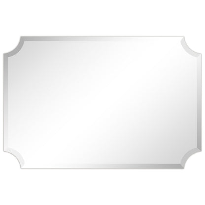 Miroir mural rectangulaire sans cadre, à bords évasés et biseautés, pour salle de bain, meuble-lavabo, chambre à coucher, bord biseauté de 1 côté - Transparent
