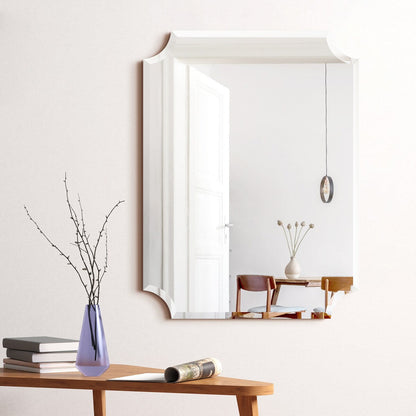 Miroir mural rectangulaire sans cadre, à bords évasés et biseautés, pour salle de bain, meuble-lavabo, chambre à coucher, bord biseauté de 1 côté - Transparent