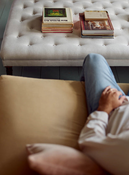 Repose-pieds Freyer, rectangulaire, lin écru