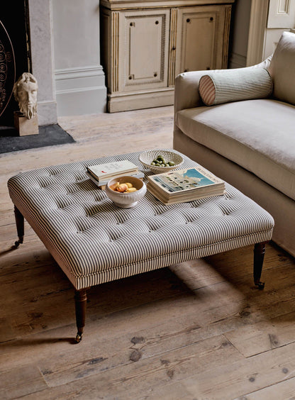Repose-pieds Freyer, carré, velours olive foncé