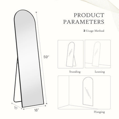 Full Length Mirror with Stand, Floor Mirror with Aluminum Alloy Frame for Bedroom, Standing Full Body Mirror for Wall, Cloakroom