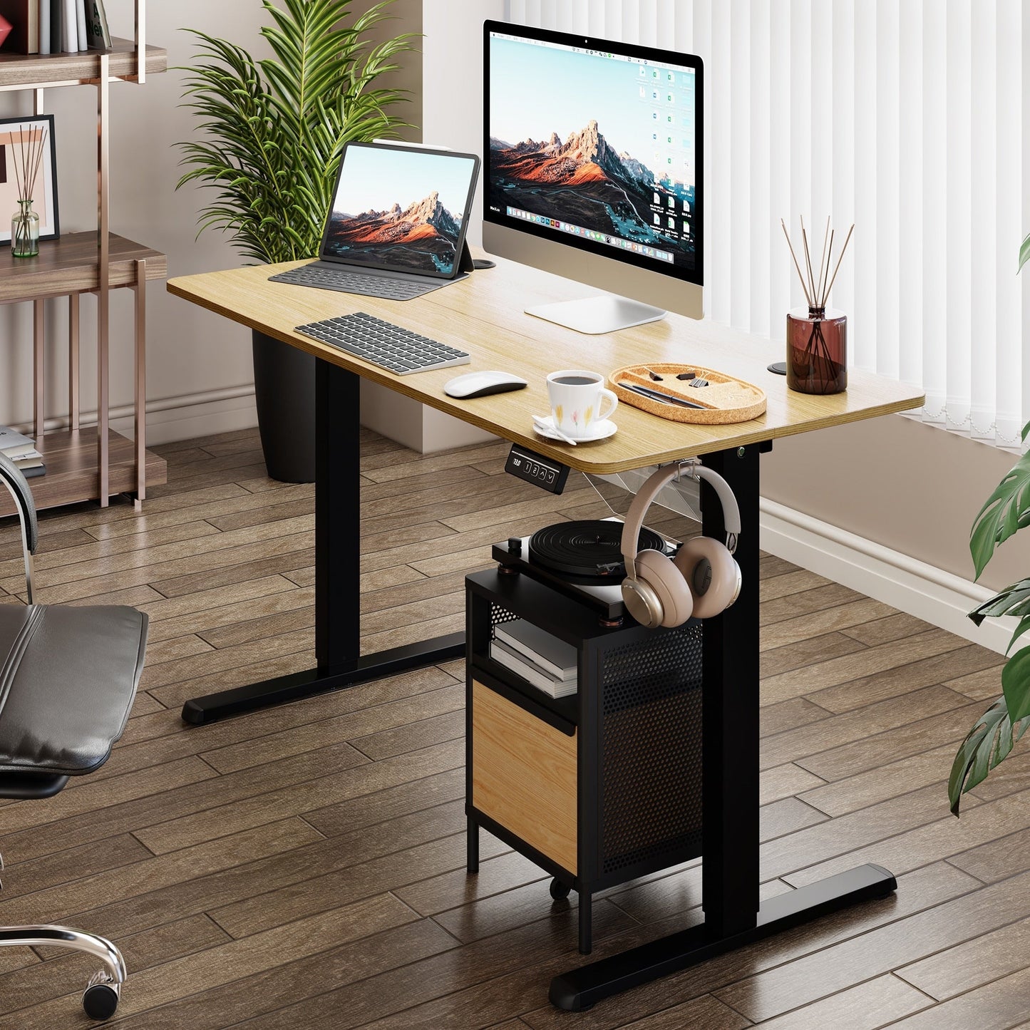 Bureau debout électrique réglable en hauteur Futzca, bureau informatique avec plateau de séparation