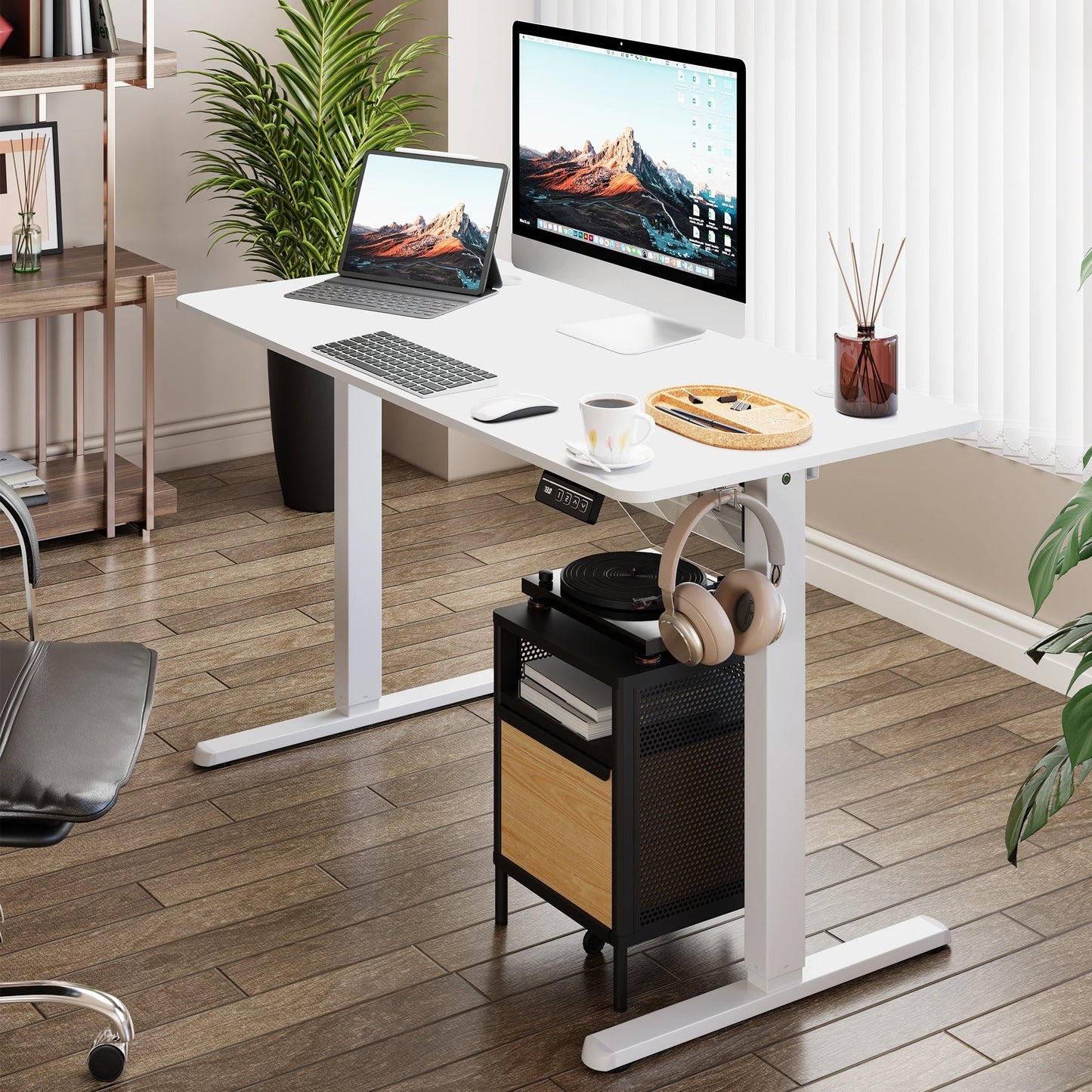 Bureau debout électrique réglable en hauteur Futzca, bureau informatique avec plateau de séparation