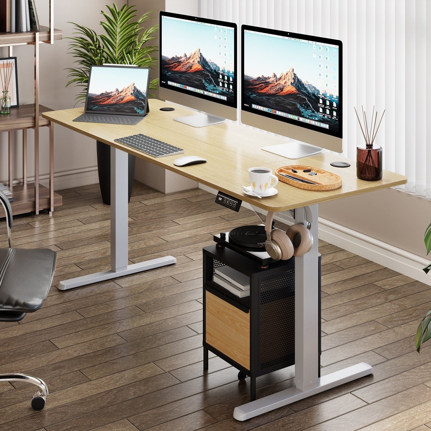Bureau debout électrique réglable en hauteur Futzca, bureau informatique avec plateau de séparation