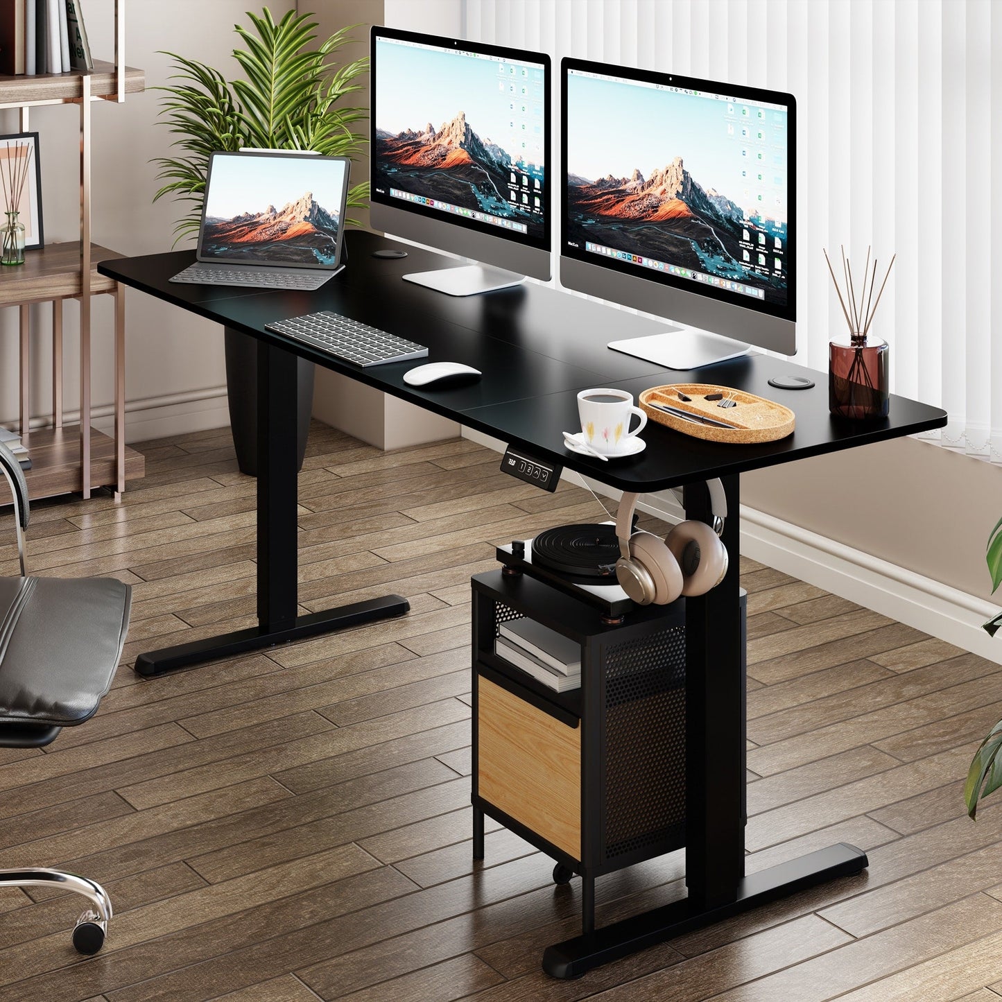 Bureau debout électrique réglable en hauteur Futzca, bureau informatique avec plateau de séparation