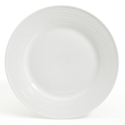Service de table en céramique Gibson Home Embossed Buffet, 16 pièces, blanc.