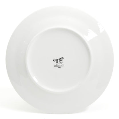 Service de table en céramique Gibson Home Embossed Buffet, 16 pièces, blanc.