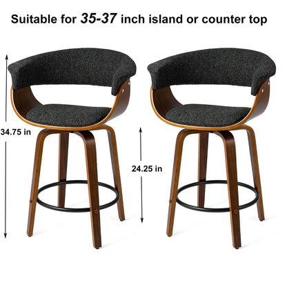 Glitzhome Lot de 2 ou 4 tabourets de bar pivotants en bois modernes pour comptoir et bar à hauteur standard
