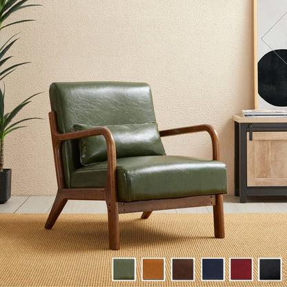 Glitzhome Fauteuil d'appoint en cuir PU moderne de milieu de siècle, 30,75H avec coussin - 25,75L x 33,75P x 30,75H