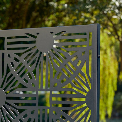 Glitzhome Écran de séparation de pièce, cloison amovible, 3 panneaux, motif floral galvanisé, 1,8 m (6 pieds)