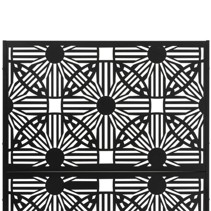 Glitzhome Écran de séparation de pièce, cloison amovible, 3 panneaux, motif floral galvanisé, 1,8 m (6 pieds)