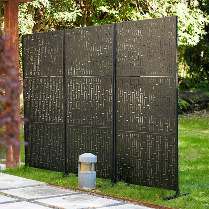 Glitzhome Écran de séparation de pièce, cloison amovible, 3 panneaux, motif floral galvanisé, 1,8 m (6 pieds)