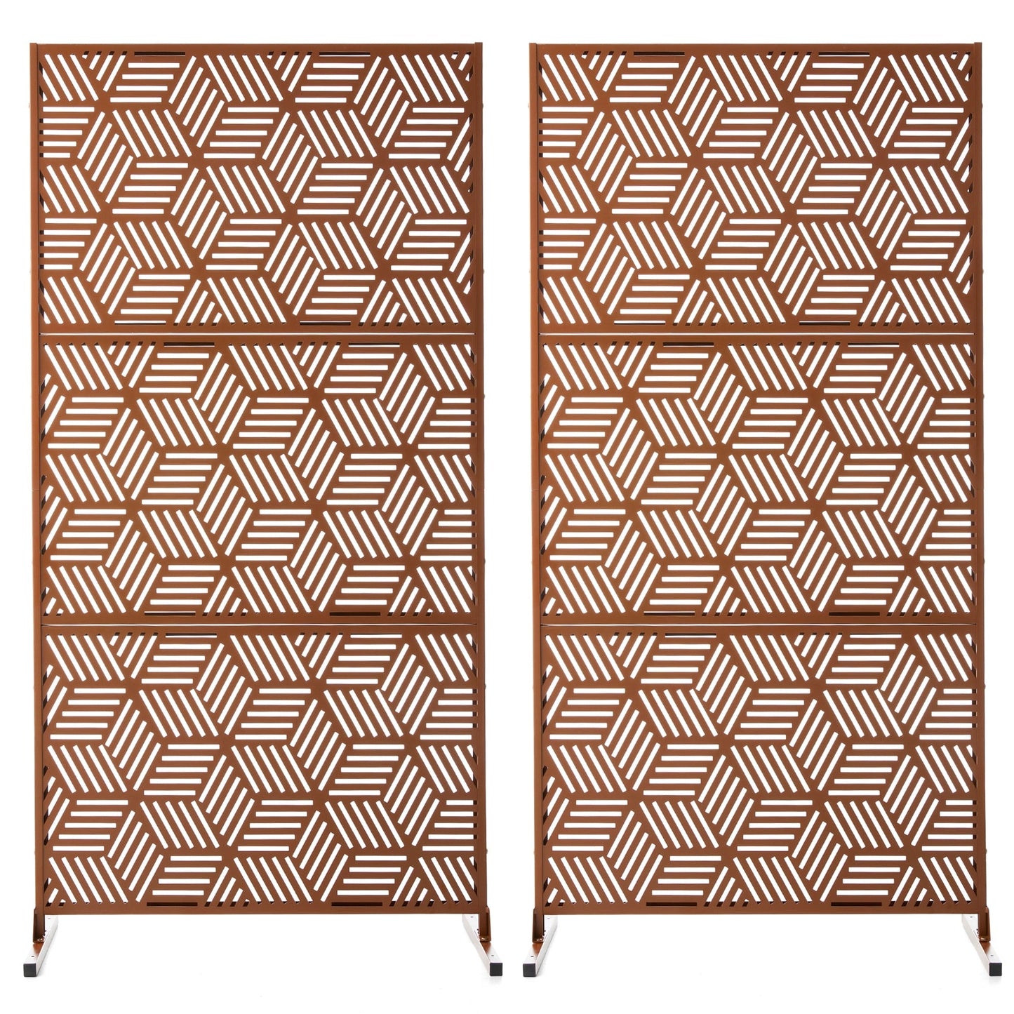 Glitzhome Écran de séparation de pièce, cloison amovible, 3 panneaux, motif floral galvanisé, 1,8 m (6 pieds)