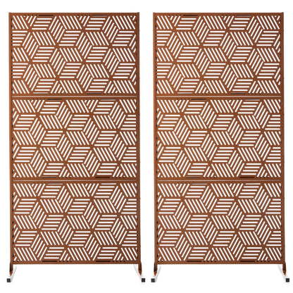 Glitzhome Écran de séparation de pièce, cloison amovible, 3 panneaux, motif floral galvanisé, 1,8 m (6 pieds)