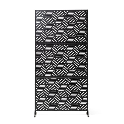 Glitzhome Écran de séparation de pièce, cloison amovible, 3 panneaux, motif floral galvanisé, 1,8 m (6 pieds)