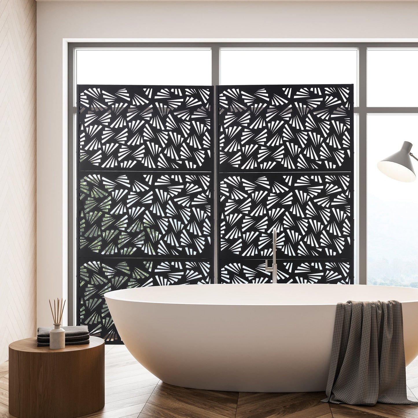 Glitzhome Écran de séparation de pièce, cloison amovible, 3 panneaux, motif floral galvanisé, 1,8 m (6 pieds)