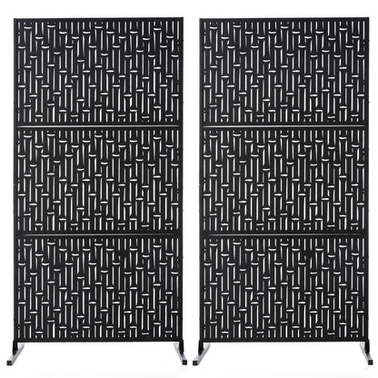 Glitzhome Écran de séparation de pièce, cloison amovible, 3 panneaux, motif floral galvanisé, 1,8 m (6 pieds)