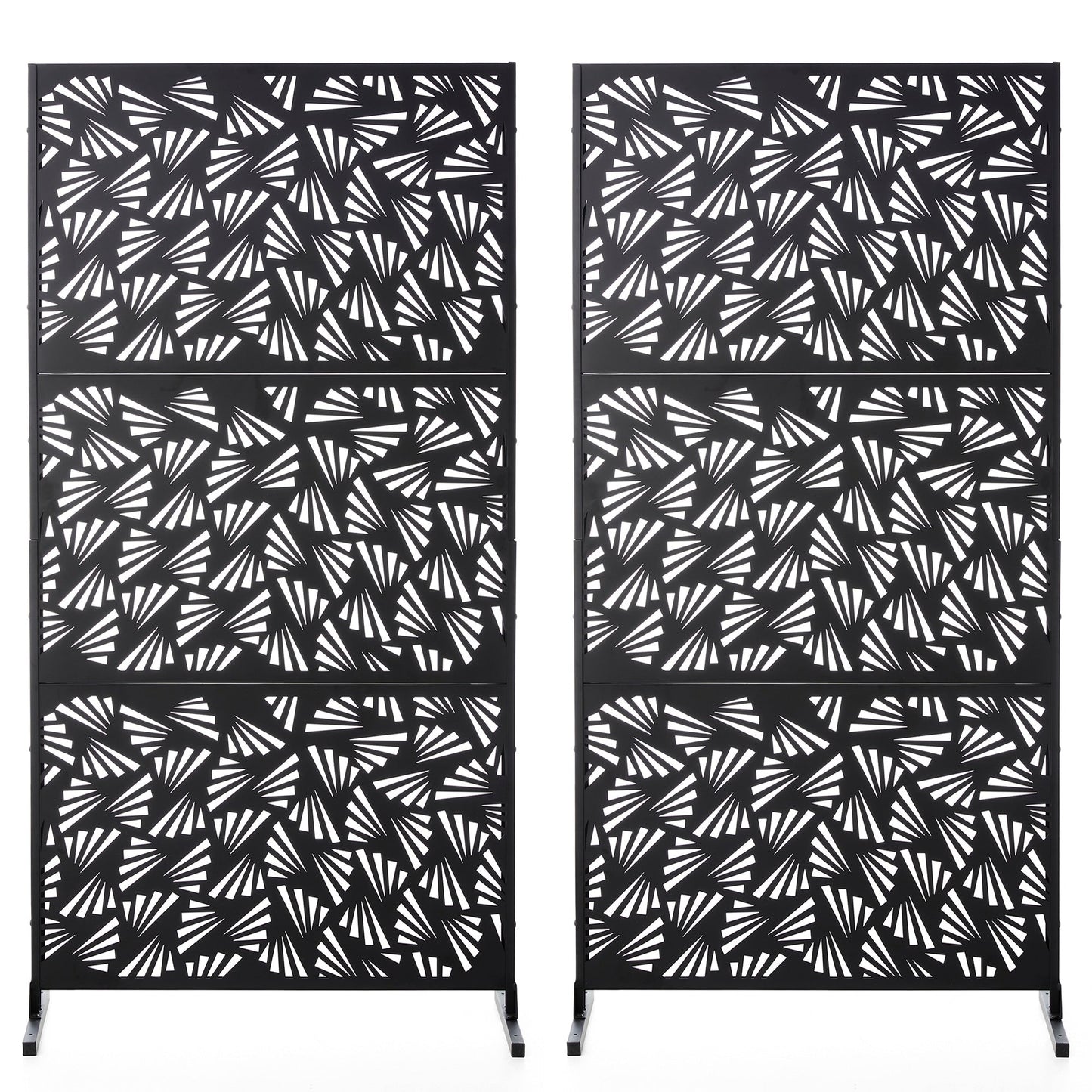 Glitzhome Écran de séparation de pièce, cloison amovible, 3 panneaux, motif floral galvanisé, 1,8 m (6 pieds)