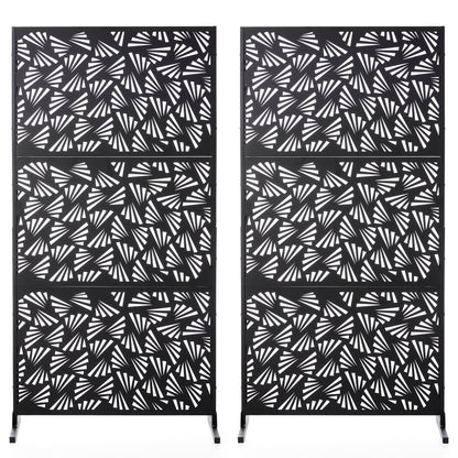 Glitzhome Écran de séparation de pièce, cloison amovible, 3 panneaux, motif floral galvanisé, 1,8 m (6 pieds)