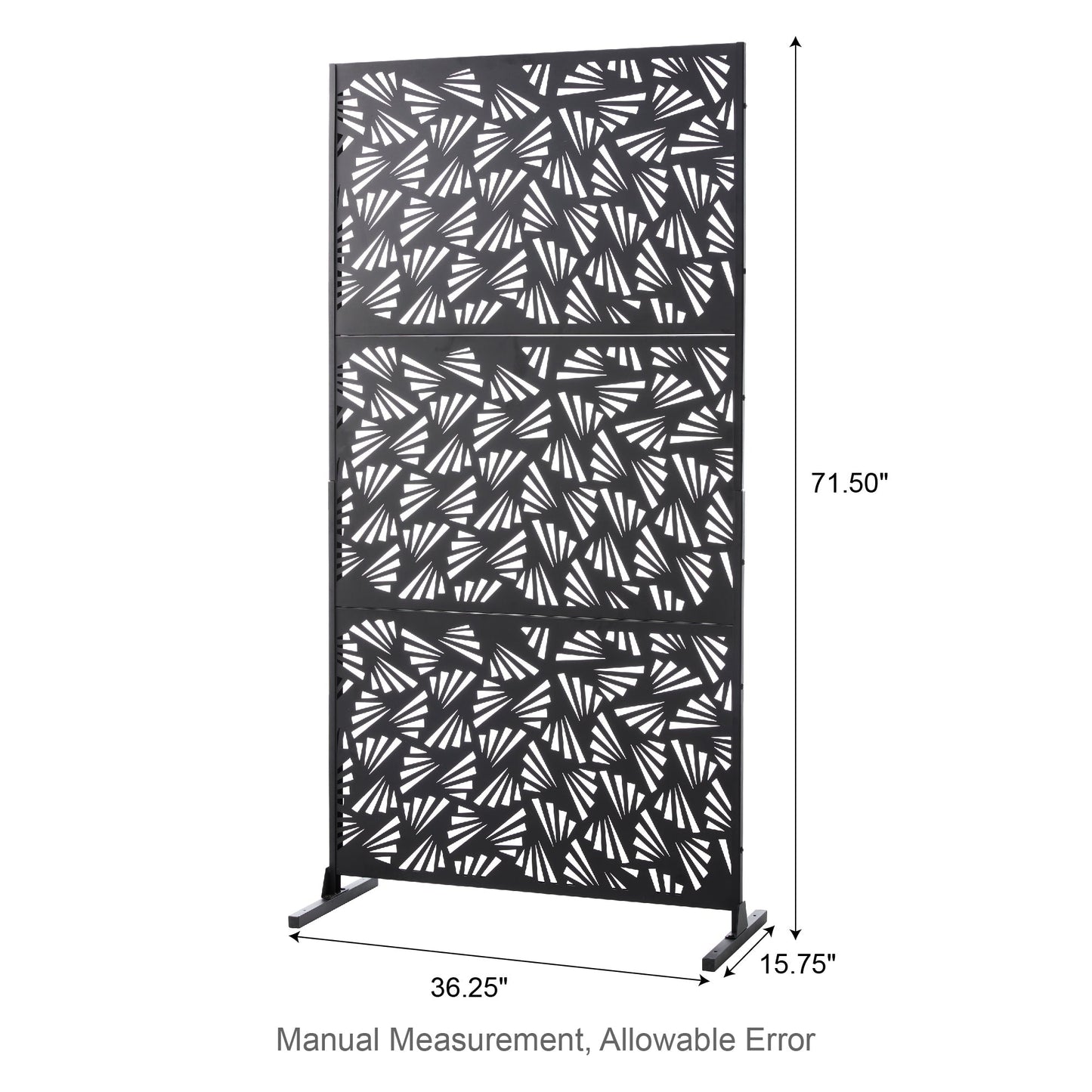 Glitzhome Écran de séparation de pièce, cloison amovible, 3 panneaux, motif floral galvanisé, 1,8 m (6 pieds)