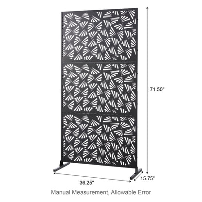 Glitzhome Écran de séparation de pièce, cloison amovible, 3 panneaux, motif floral galvanisé, 1,8 m (6 pieds)