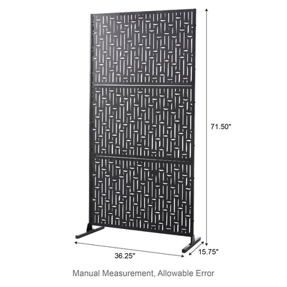 Glitzhome Écran de séparation de pièce, cloison amovible, 3 panneaux, motif floral galvanisé, 1,8 m (6 pieds)