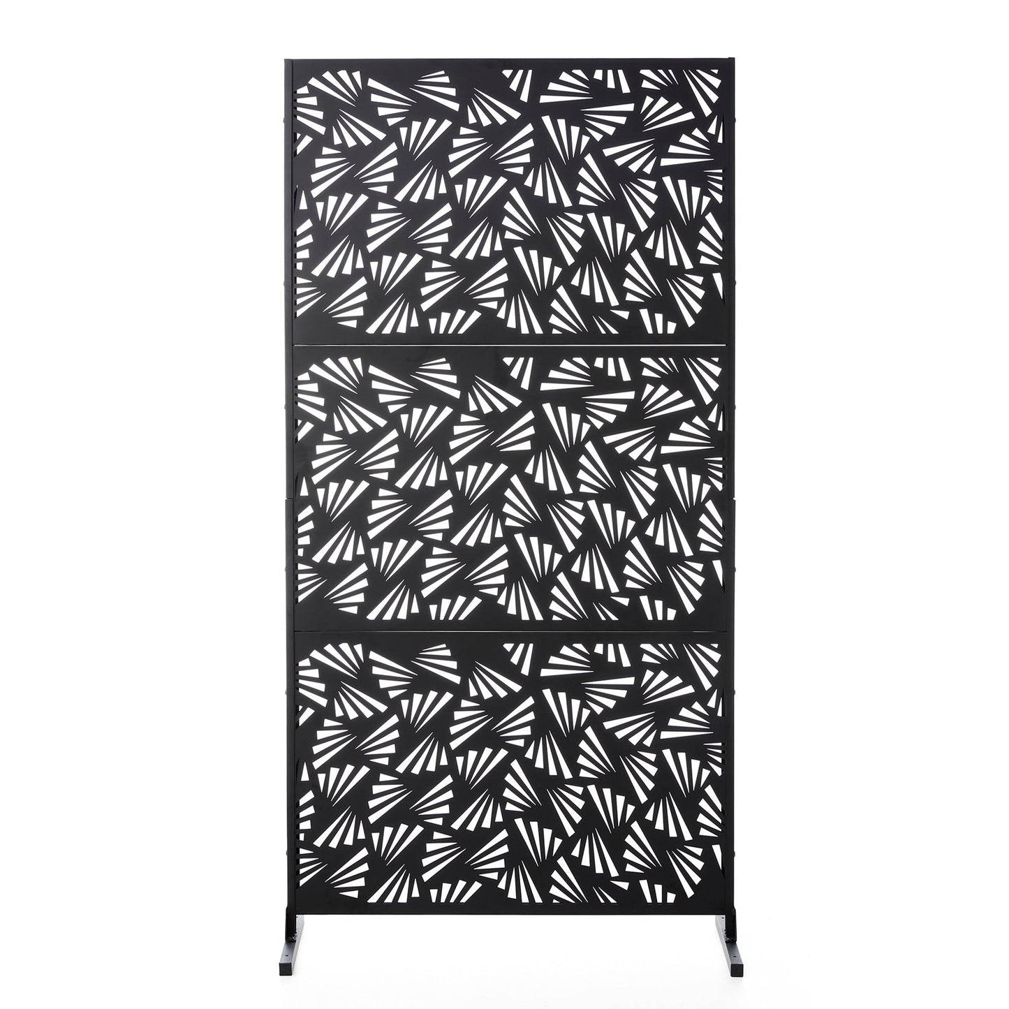 Glitzhome Écran de séparation de pièce, cloison amovible, 3 panneaux, motif floral galvanisé, 1,8 m (6 pieds)