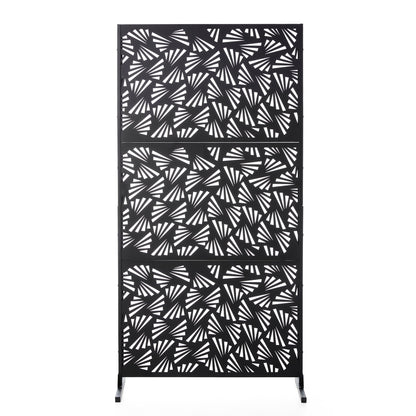 Glitzhome Écran de séparation de pièce, cloison amovible, 3 panneaux, motif floral galvanisé, 1,8 m (6 pieds)