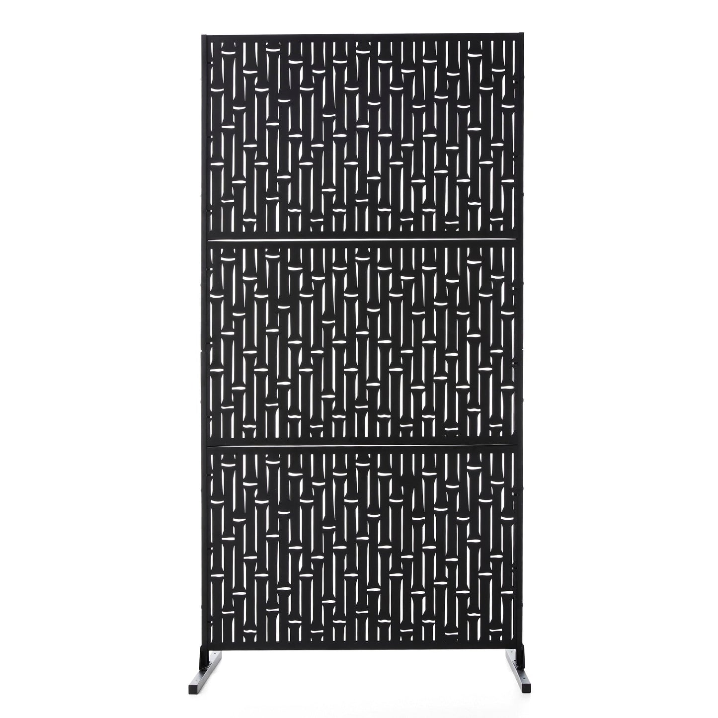 Glitzhome Écran de séparation de pièce, cloison amovible, 3 panneaux, motif floral galvanisé, 1,8 m (6 pieds)