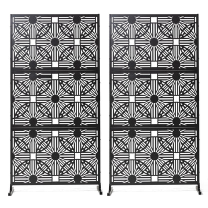 Glitzhome Écran de séparation de pièce, cloison amovible, 3 panneaux, motif floral galvanisé, 1,8 m (6 pieds)