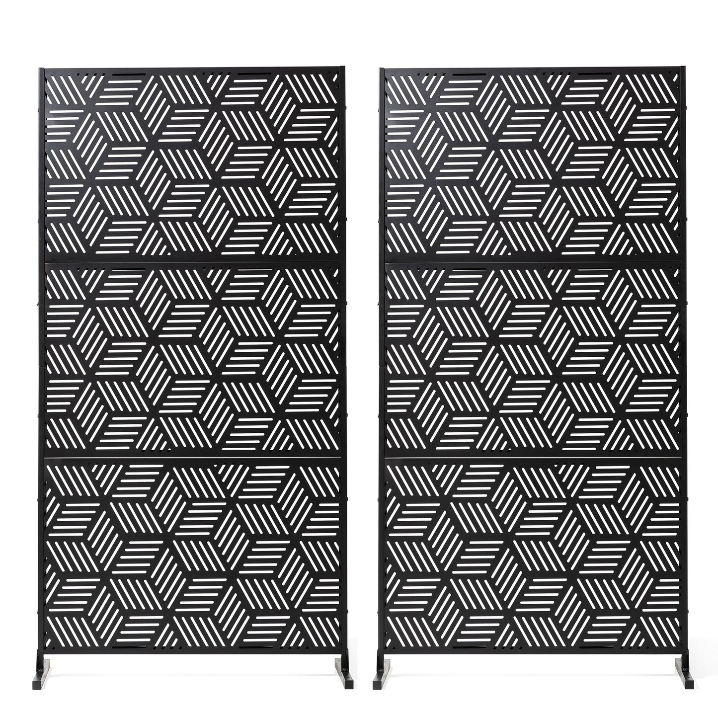 Glitzhome Écran de séparation de pièce, cloison amovible, 3 panneaux, motif floral galvanisé, 1,8 m (6 pieds)