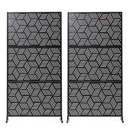 Glitzhome Écran de séparation de pièce, cloison amovible, 3 panneaux, motif floral galvanisé, 1,8 m (6 pieds)