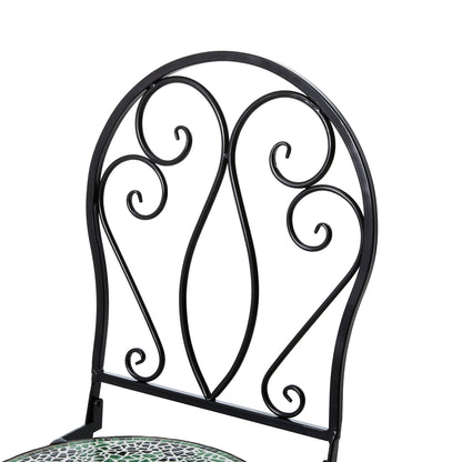 Glitzhome Ensemble de Bistro Pliable en Métal pour Extérieur, 3 Pièces, Table et Chaises de Patio