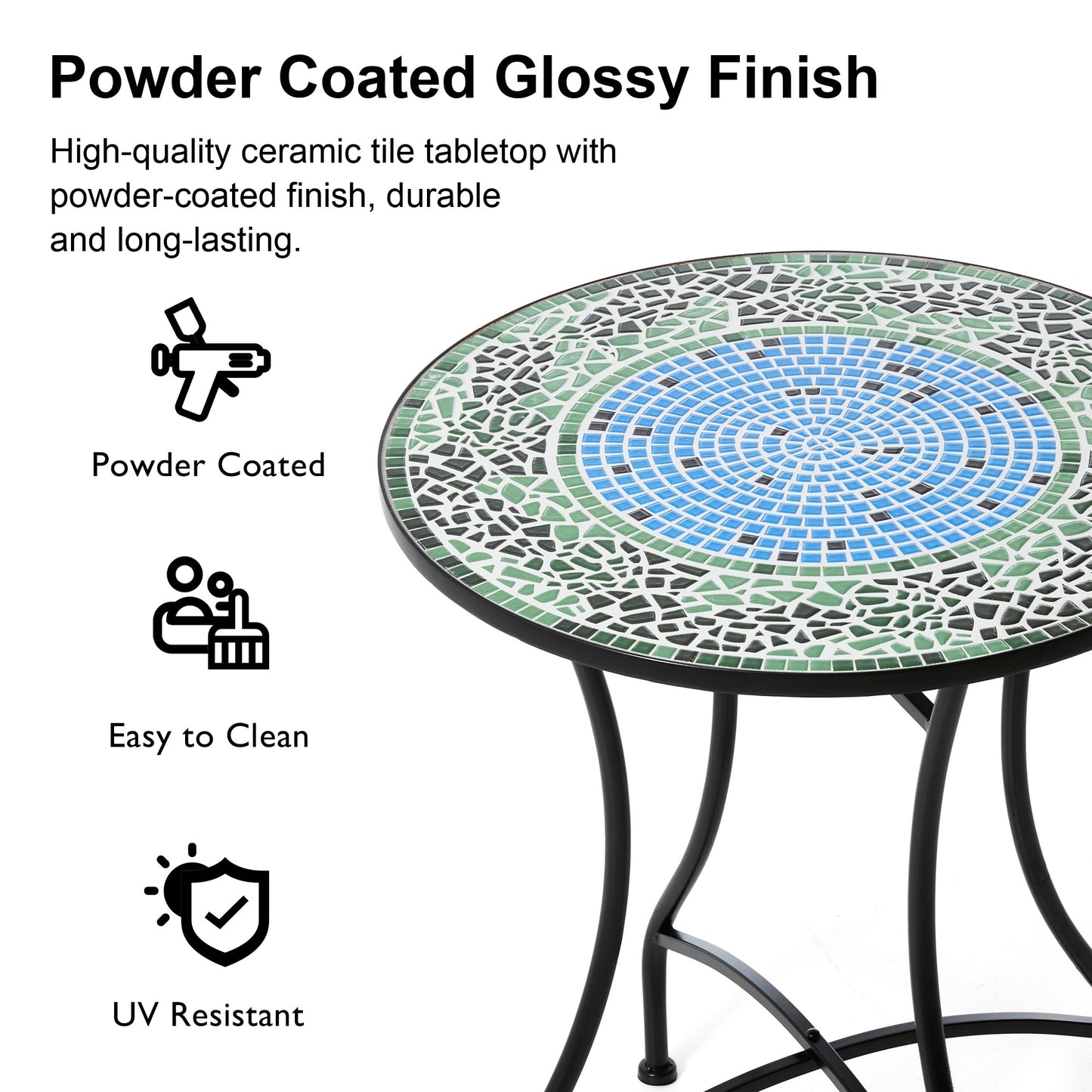 Glitzhome Ensemble de Bistro Pliable en Métal pour Extérieur, 3 Pièces, Table et Chaises de Patio