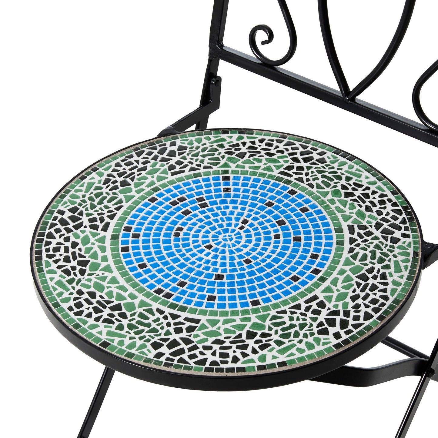 Glitzhome Ensemble de Bistro Pliable en Métal pour Extérieur, 3 Pièces, Table et Chaises de Patio
