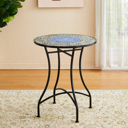 Glitzhome Ensemble de Bistro Pliable en Métal pour Extérieur, 3 Pièces, Table et Chaises de Patio