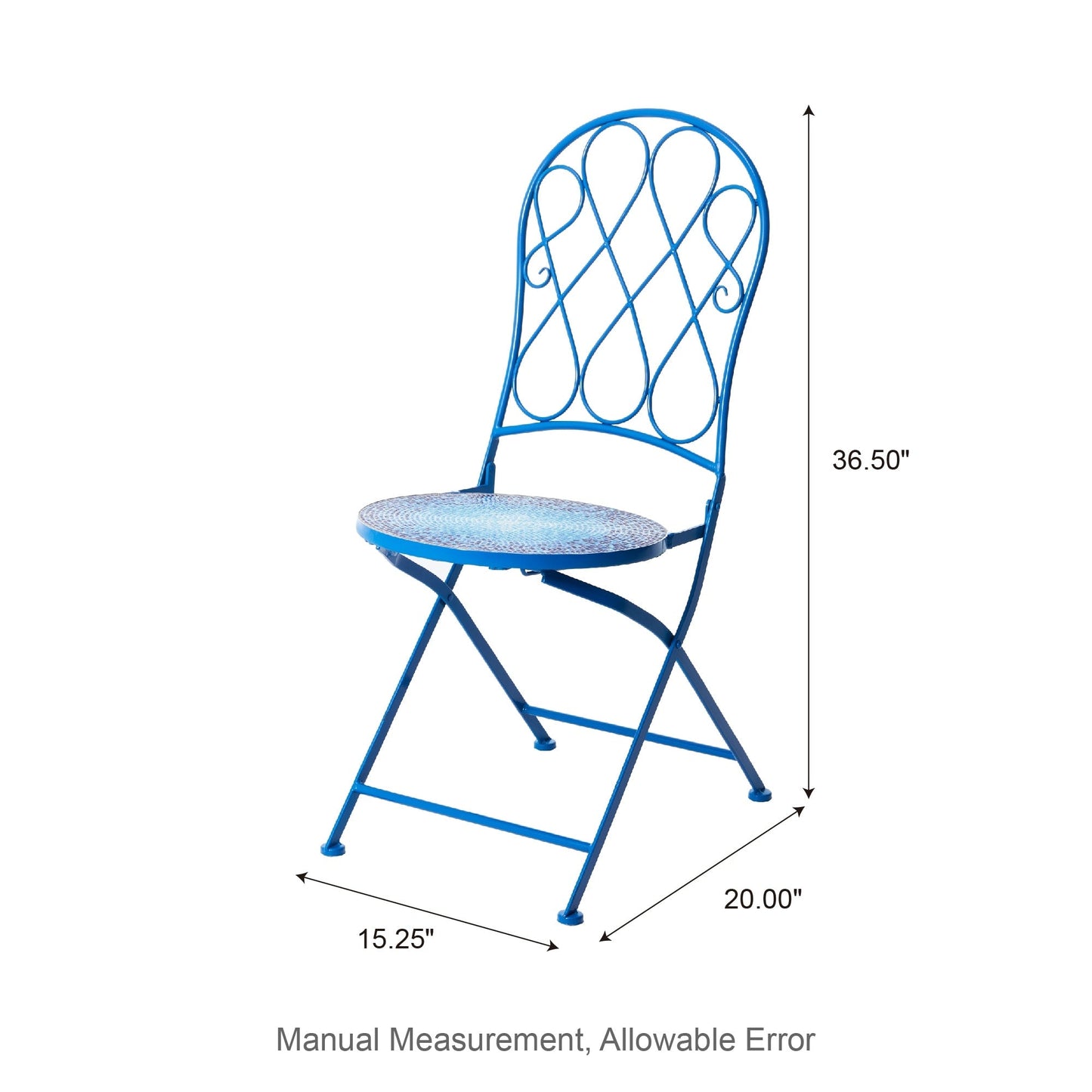 Glitzhome Ensemble de Bistro Pliable en Métal pour Extérieur, 3 Pièces, Table et Chaises de Patio