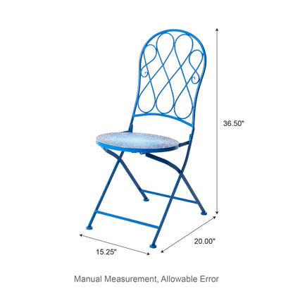 Glitzhome Ensemble de Bistro Pliable en Métal pour Extérieur, 3 Pièces, Table et Chaises de Patio