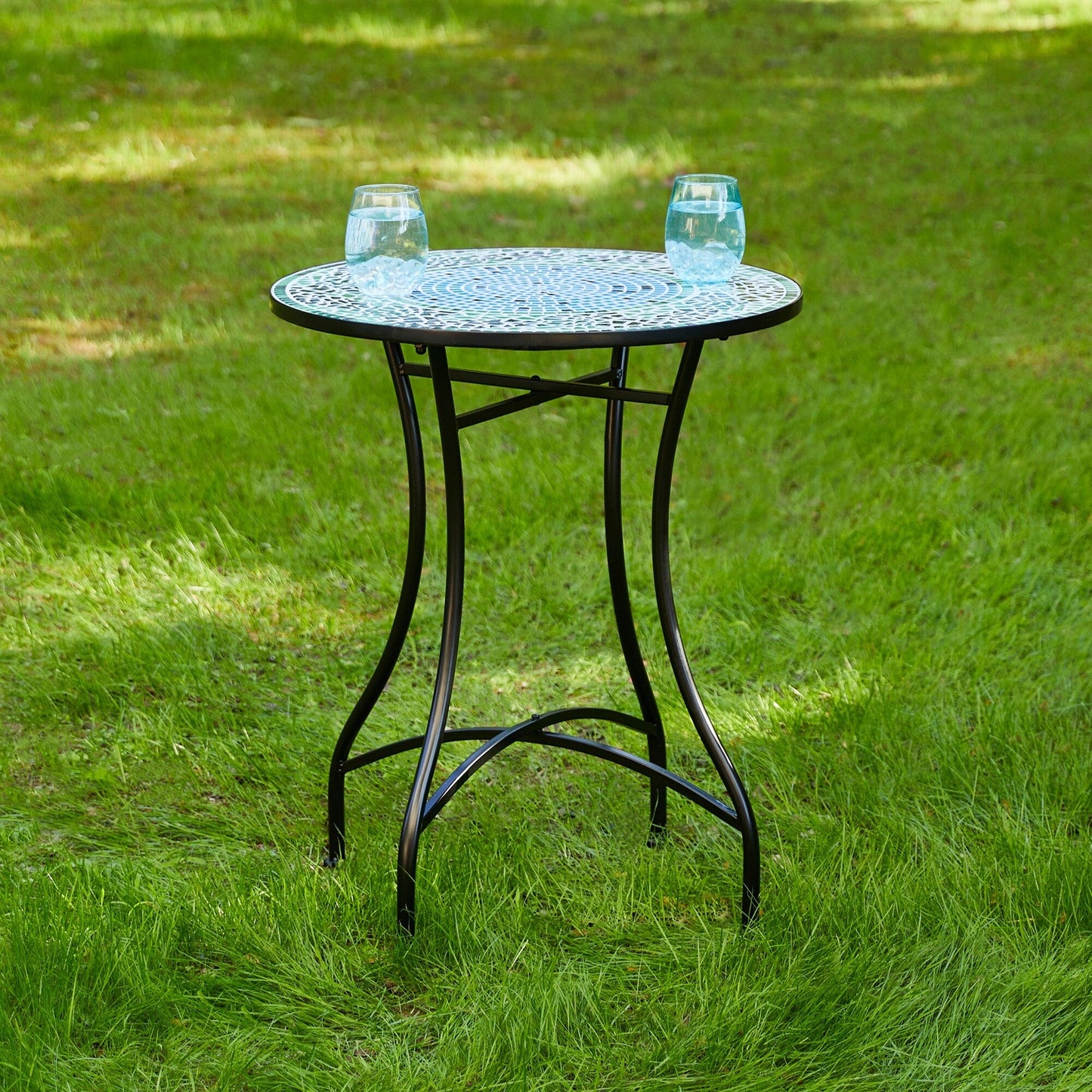 Glitzhome Ensemble de Bistro Pliable en Métal pour Extérieur, 3 Pièces, Table et Chaises de Patio