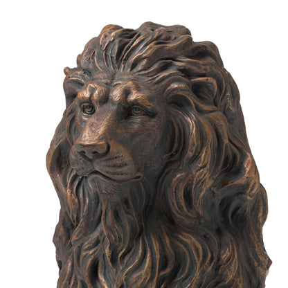 Glitzhome MGO - Lot de 2 statues de lions gardiens majestueux assis, pour porche, sculpture d'extérieur et d'intérieur
