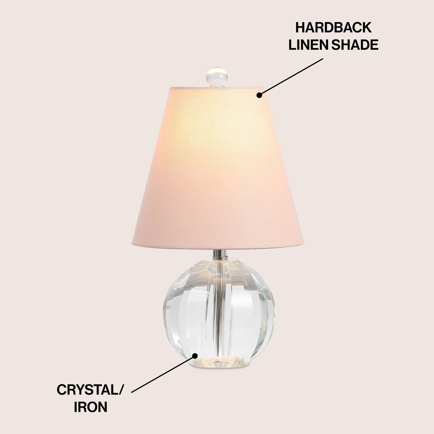 Lampe de table LED Goddard 16 à boule de cristal/métal, par JONATHAN Y