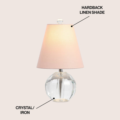 Lampe de table LED Goddard 16 à boule de cristal/métal, par JONATHAN Y
