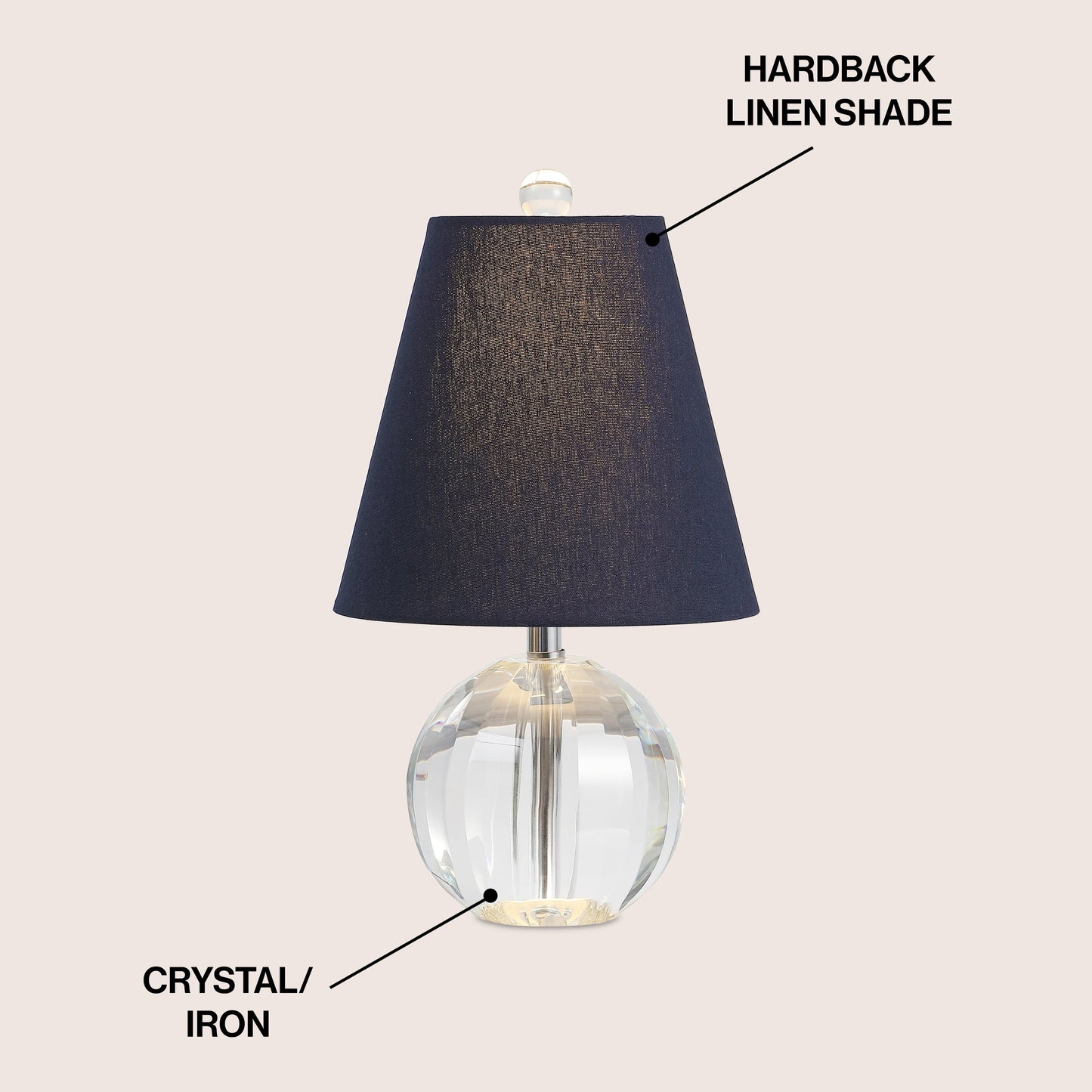 Lampe de table LED Goddard 16 à boule de cristal/métal, par JONATHAN Y