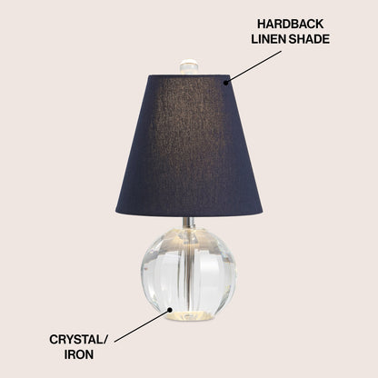 Lampe de table LED Goddard 16 à boule de cristal/métal, par JONATHAN Y