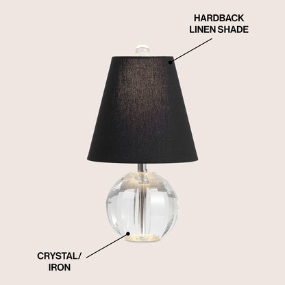 Lampe de table LED Goddard 16 à boule de cristal/métal, par JONATHAN Y