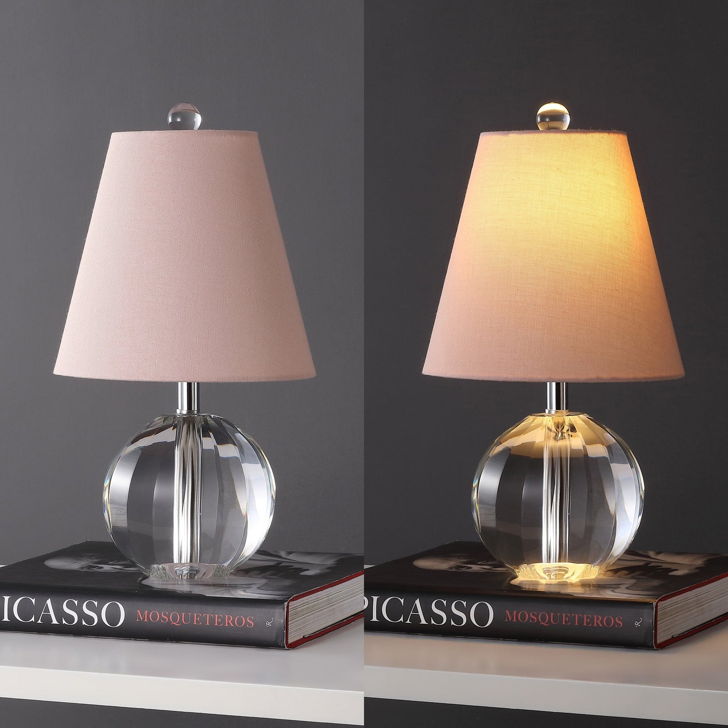 Lampe de table LED Goddard 16 à boule de cristal/métal, par JONATHAN Y