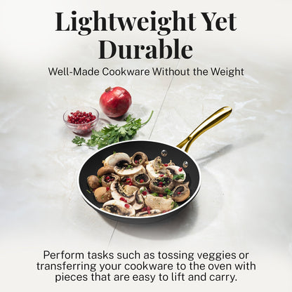 Gotham Steel Ensemble de 15 pièces de casseroles et poêles noires ultra antiadhésives en céramique avec ustensiles
