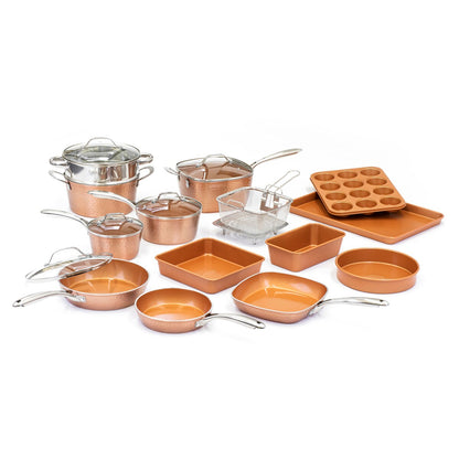 Ensemble de 20 pièces de batterie de cuisine antiadhésive Gotham Steel à surface martelée