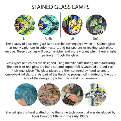 Gracewood Hollow Asdreni Lampe Tiffany en verre dépoli de 50,8 cm - 35,56L x 35,56l x 51,43H